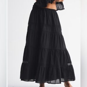 NWT SZ M Abercrombie & Fitch tie waist black maxi skirt